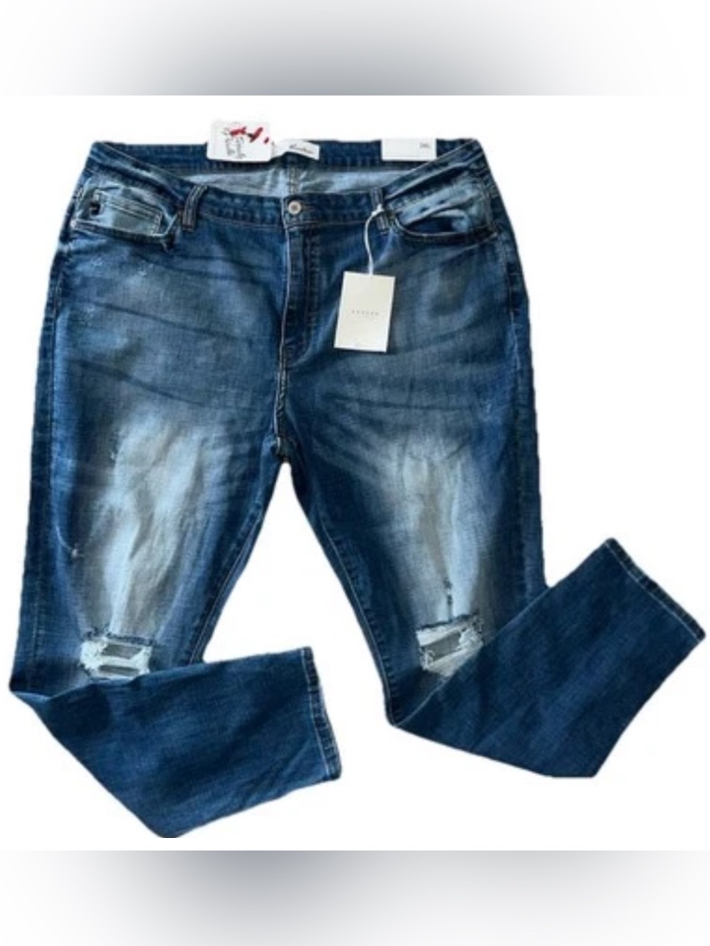 NWT KanCan Plus Size High Rise Super Skinny Distressed Jeans 3XL Blue Denim